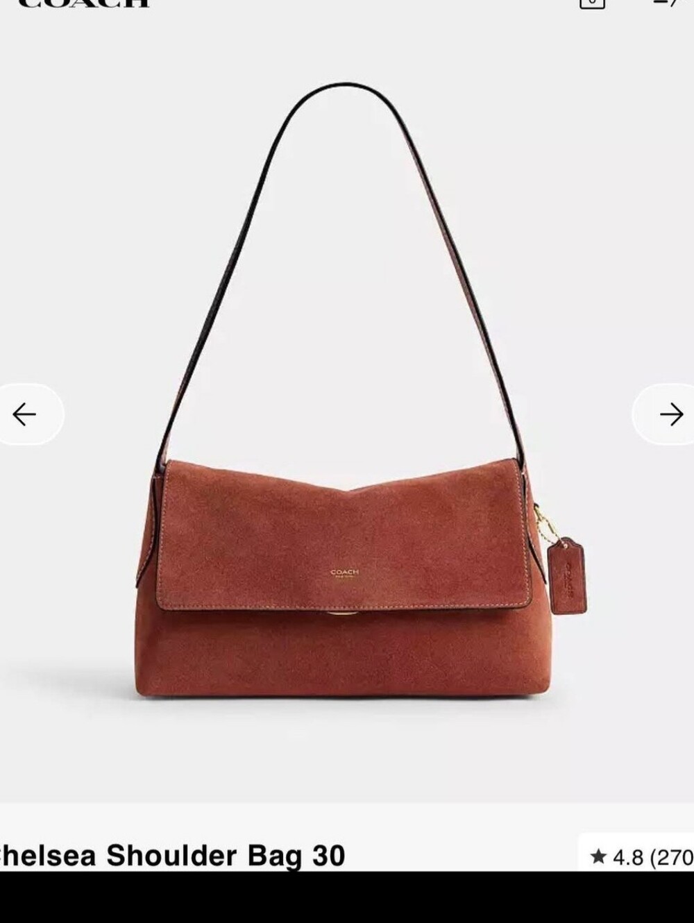 BNWT Coach Chelsea In CLAY Suede Shoulder Bag